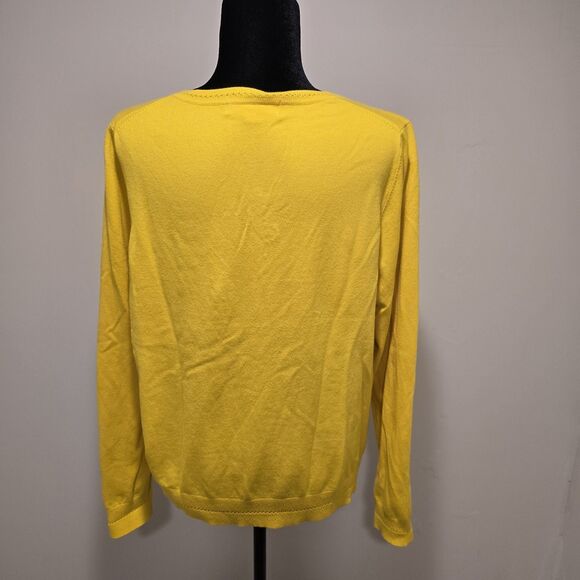 Boden V Neck Sweater Cotton Blend Large Womens Lightweight Yellow Spring Preppy - Picture 6 of 10